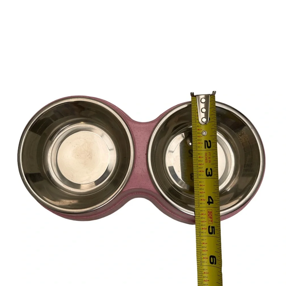 Final sale:New stainless steel double bowls with plastic stand